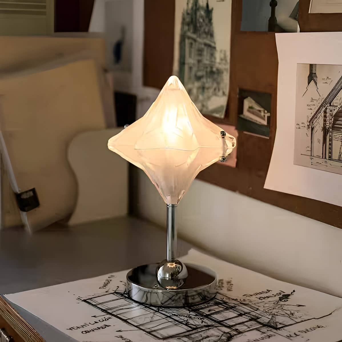 Bauhaus Portable Star Shaped White Glass Table Lamp