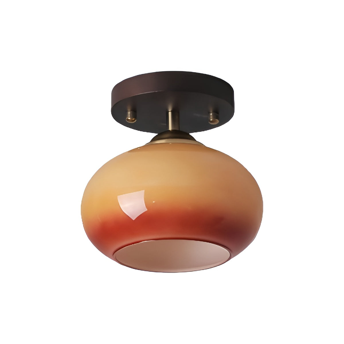 Bauhaus Wooden and Glass Small Hallway Ceiling Light