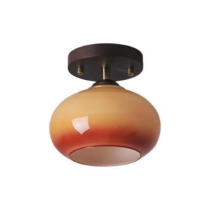 Bauhaus Wooden and Glass Small Hallway Ceiling Light