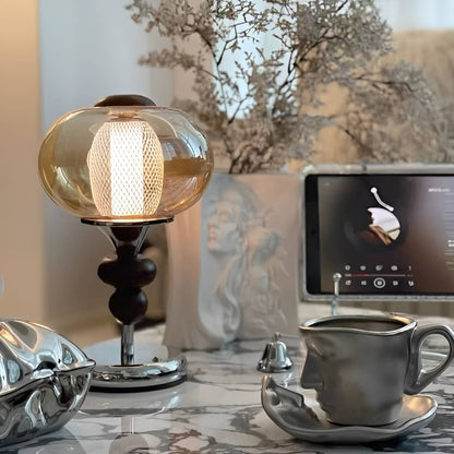 Bauhaus Amber Glass Rechargeable LED Table Lamp
