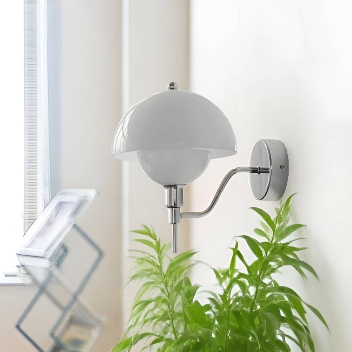 Bauhaus Cream Glass Mushroom Wall Light