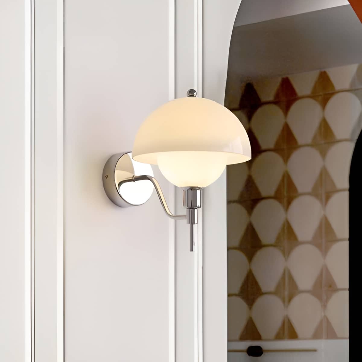Bauhaus Cream Glass Mushroom Wall Light