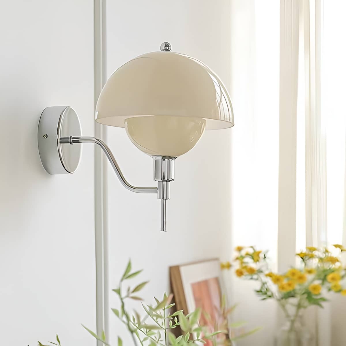 Bauhaus Cream Glass Mushroom Wall Light