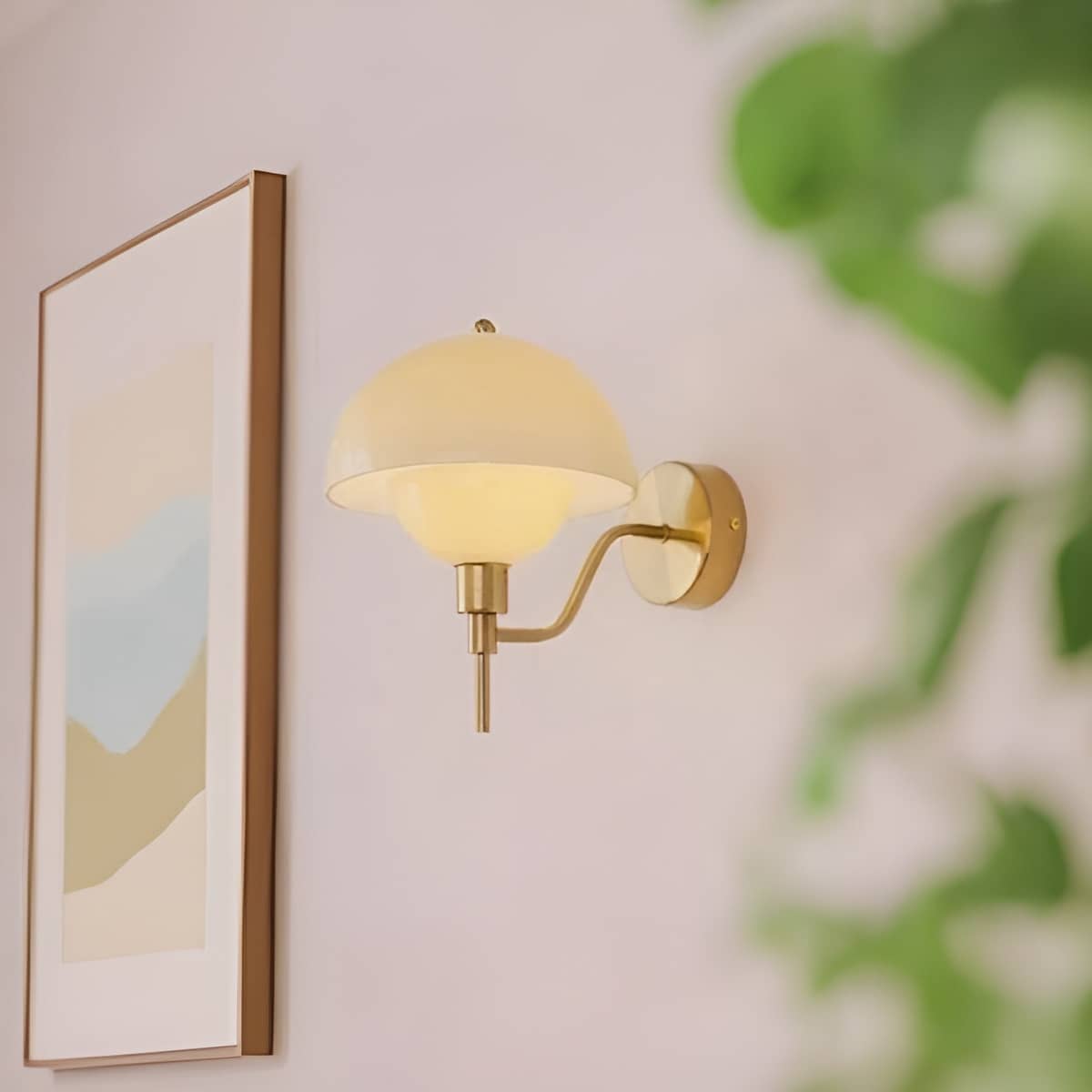 Bauhaus Cream Glass Mushroom Wall Light