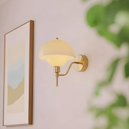 Bauhaus Cream Glass Mushroom Wall Light