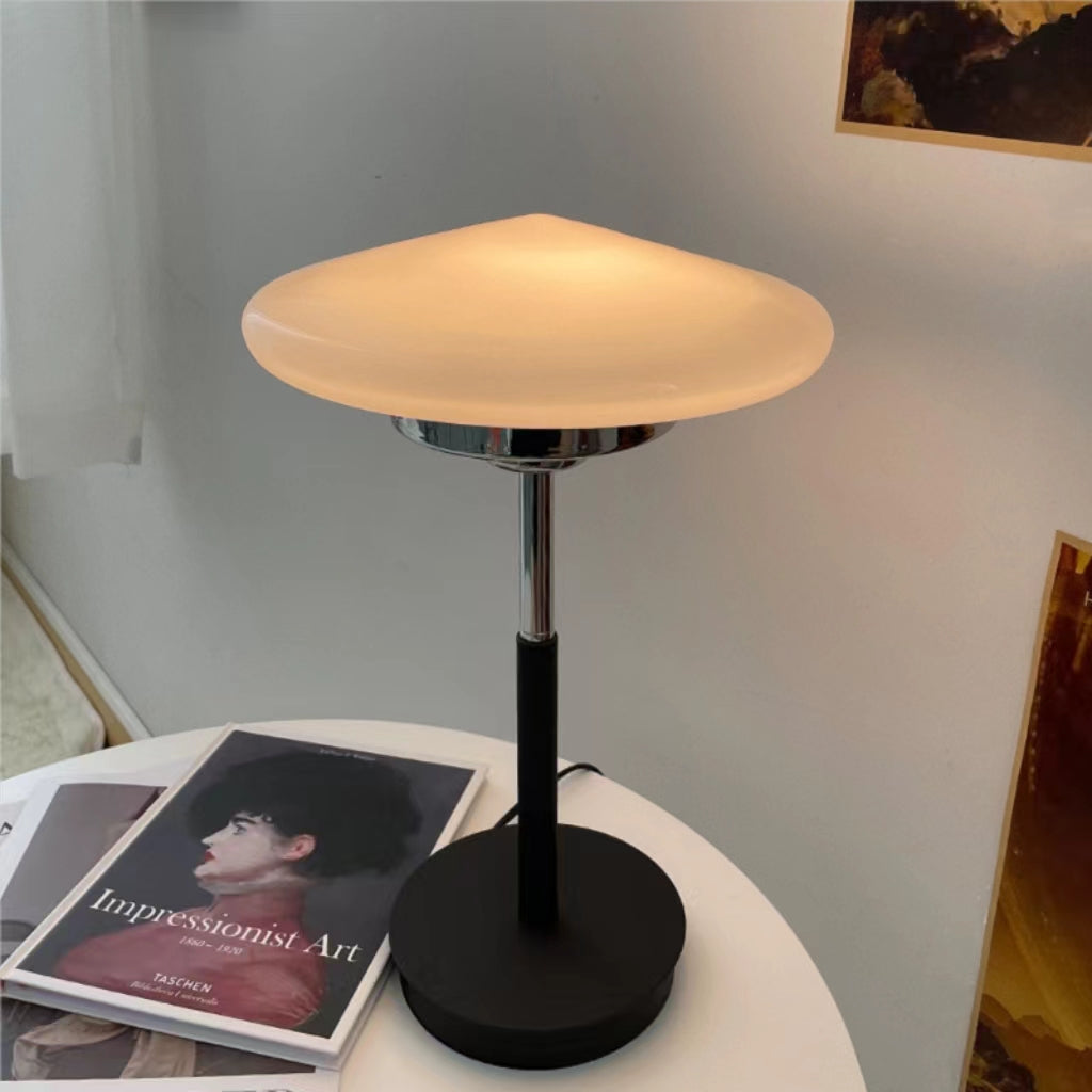 Bauhaus Design White Glass LED Table Lamp