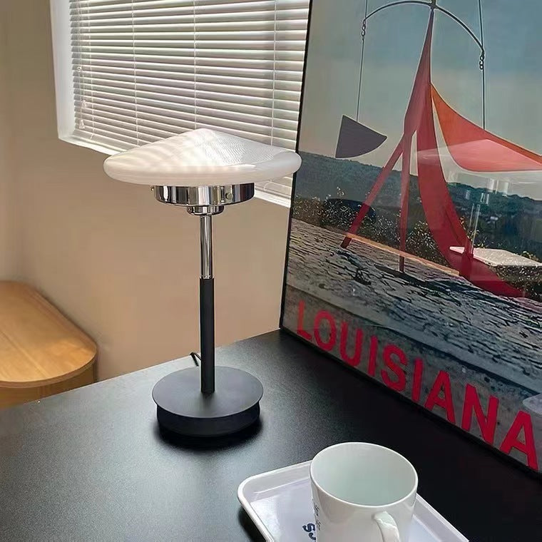 Bauhaus Design White Glass LED Table Lamp