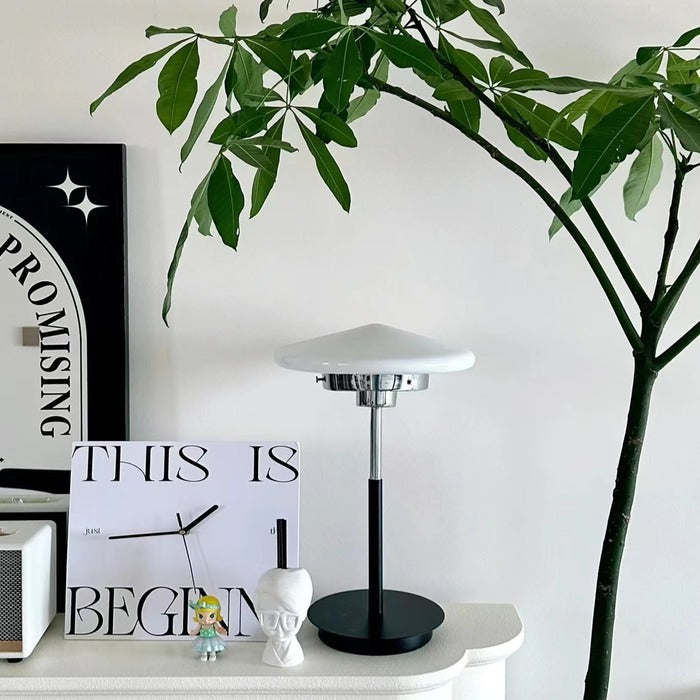 Bauhaus Design White Glass LED Table Lamp
