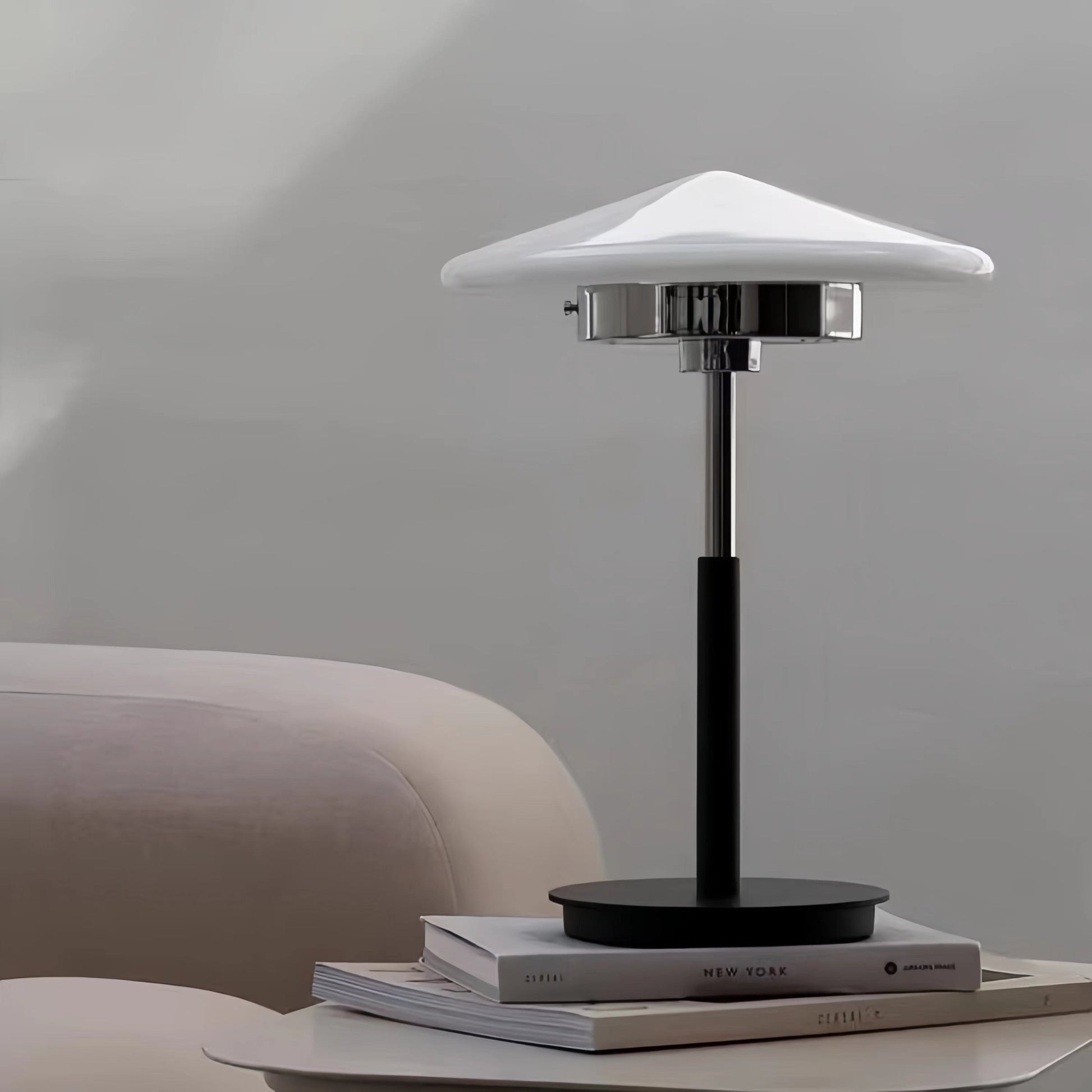 Bauhaus Design White Glass LED Table Lamp