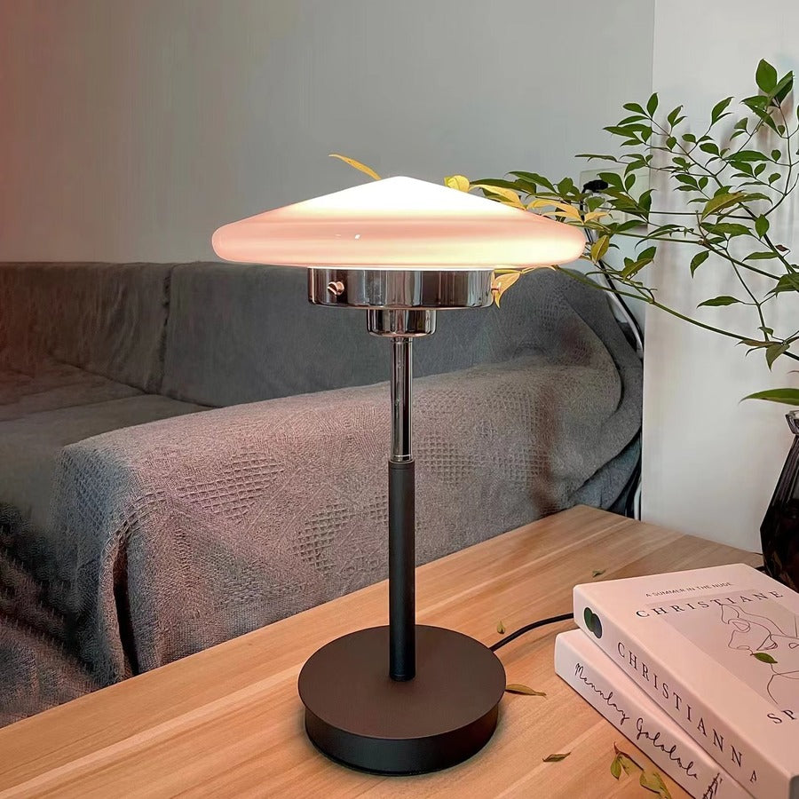 Bauhaus Design White Glass LED Table Lamp