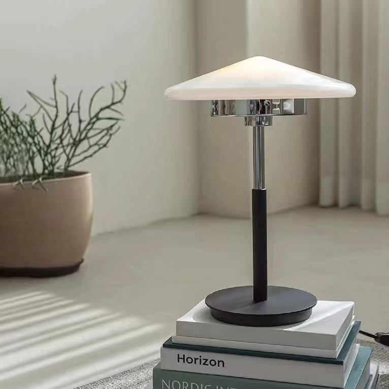 Bauhaus Design White Glass LED Table Lamp