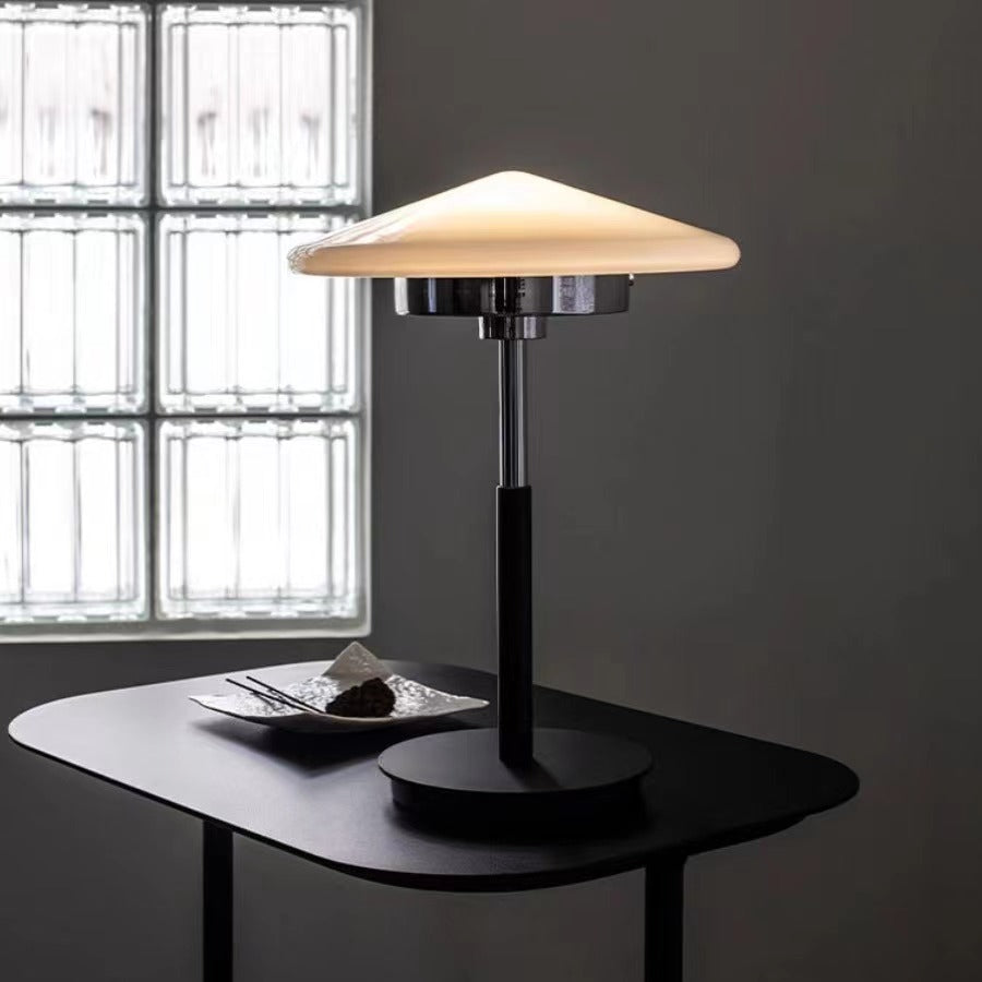 Bauhaus Design White Glass LED Table Lamp