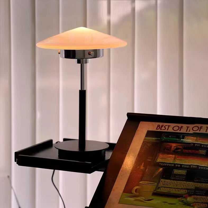 Bauhaus Design White Glass LED Table Lamp
