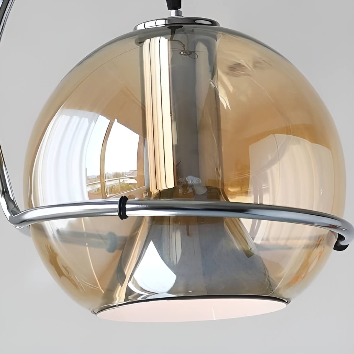 Bauhaus Inspired Amber Glass Industrial Hanging Light