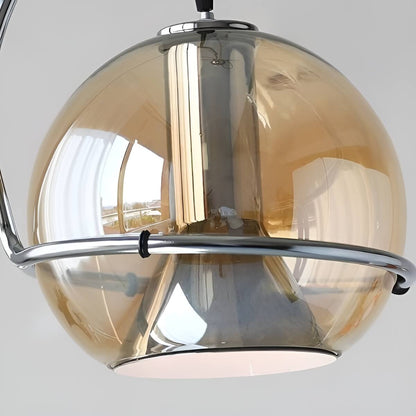 Bauhaus Inspired Amber Glass Industrial Hanging Light