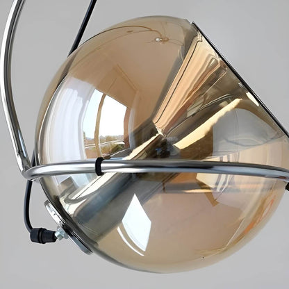 Bauhaus Inspired Amber Glass Industrial Hanging Light
