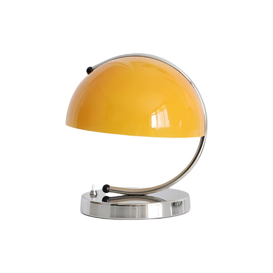 Bauhaus Modern Glass Dome Table Lamp with Chrome Base