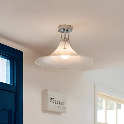 Bauhaus Deckenleuchte Glas Weiß in Trompetenform
