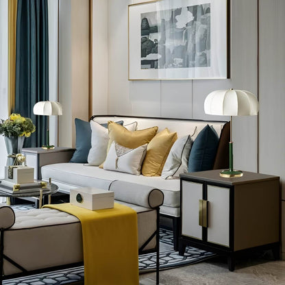 Classic Retro White Cloth Large Bedside Table Lamp