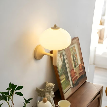 Cozy Milk Glass Mushroom Nursery Wall Lamp