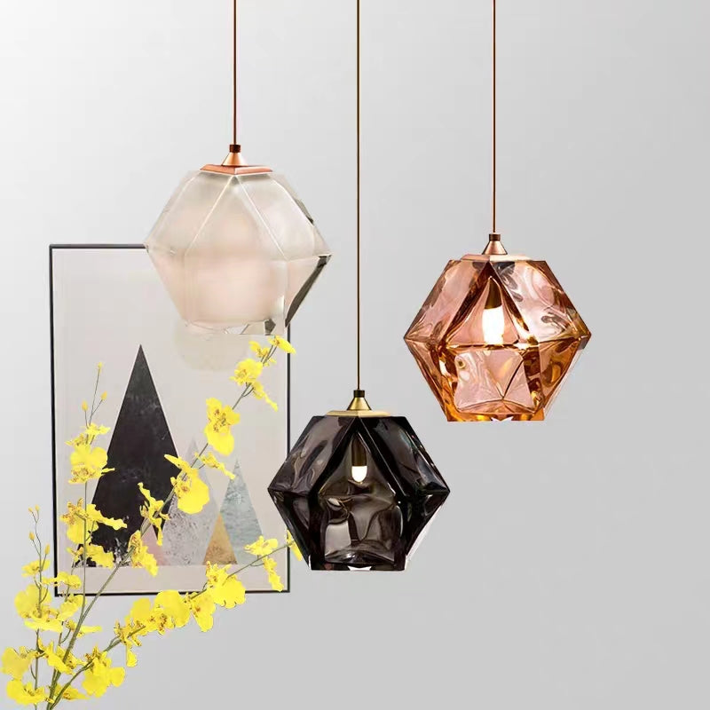 Creative Diamond Shaped Glass Pendant Light