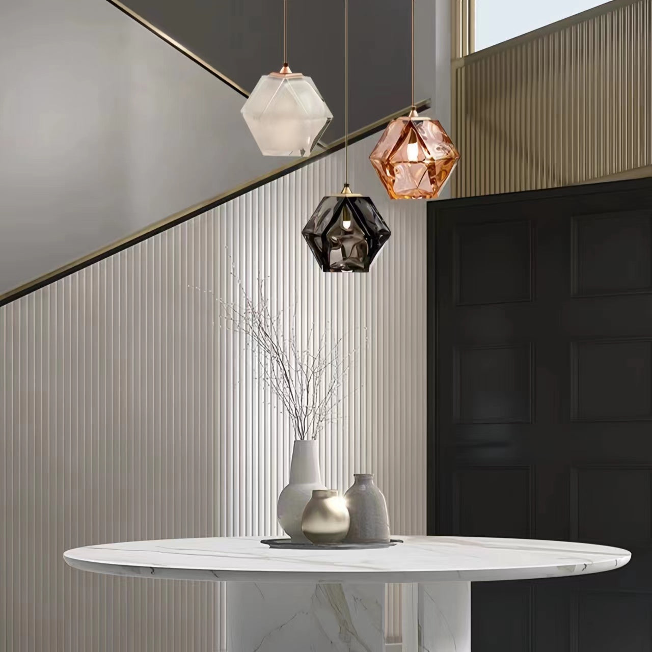 Creative Diamond Shaped Glass Pendant Light