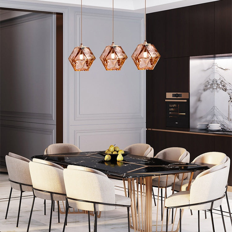 Creative Diamond Shaped Glass Pendant Lamp