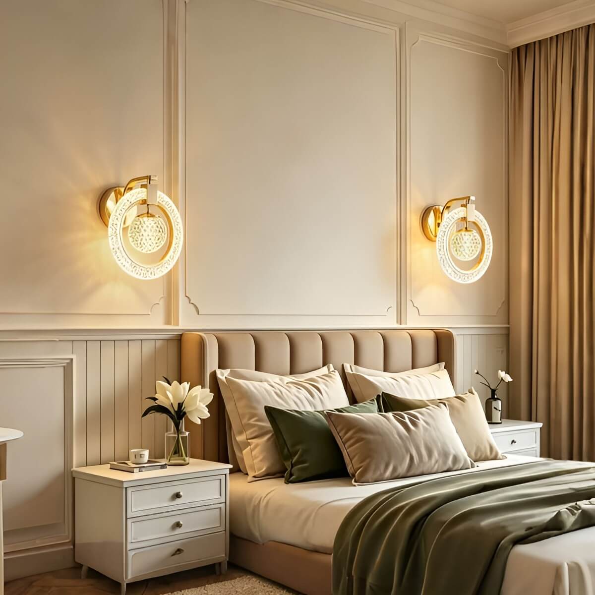 Crystal Effect Gold Wall Light – Modern LED Wall Sconce