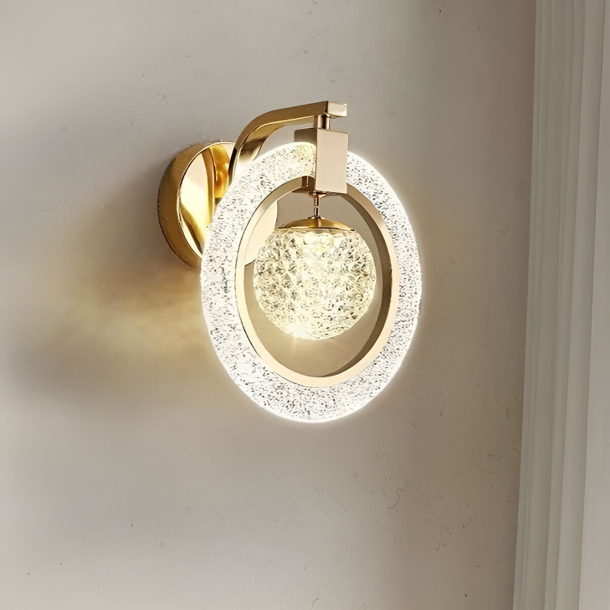 Crystal Effect Gold Wall Light – Modern LED Wall Sconce