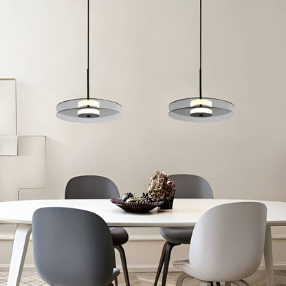Double Disc LED Modern Glass Pendant Light