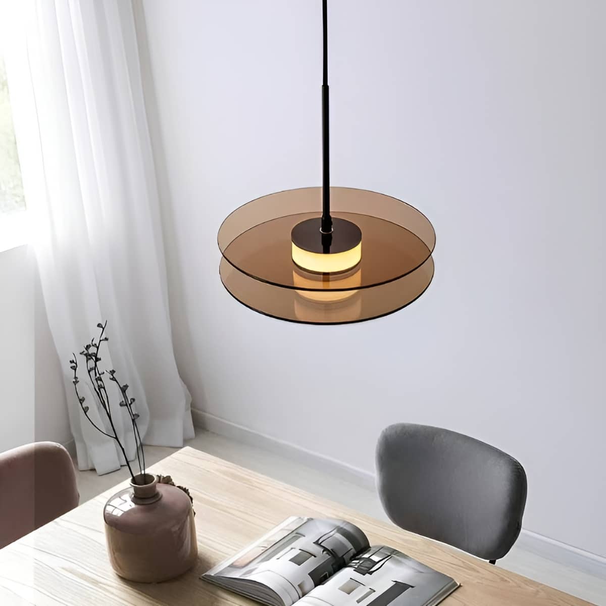 Double Disc LED Modern Glass Pendant Light