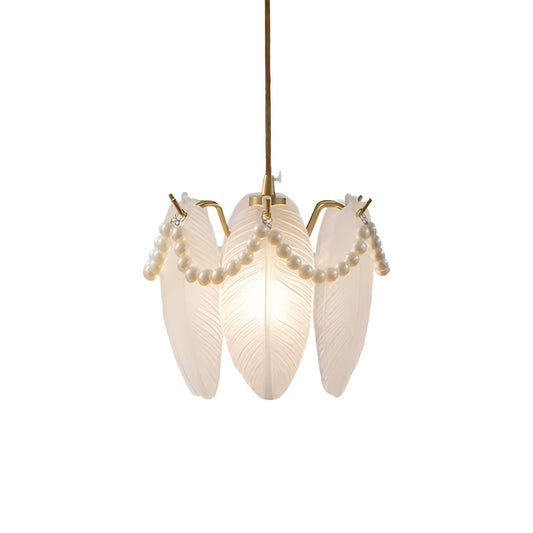 Elegant Feather Glass Hanging Lamp with Bead Decoration