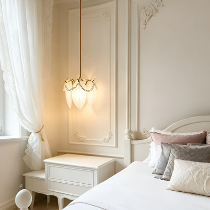 Elegant Feather Glass Hanging Lamp with Bead Decoration