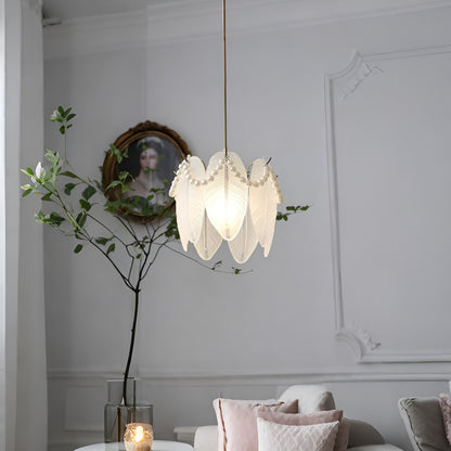 Elegant Feather Glass Hanging Lamp with Bead Decoration