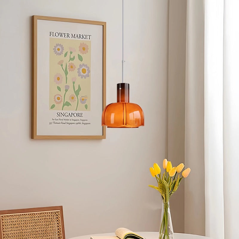 French Style Glass Floral Pendant Light