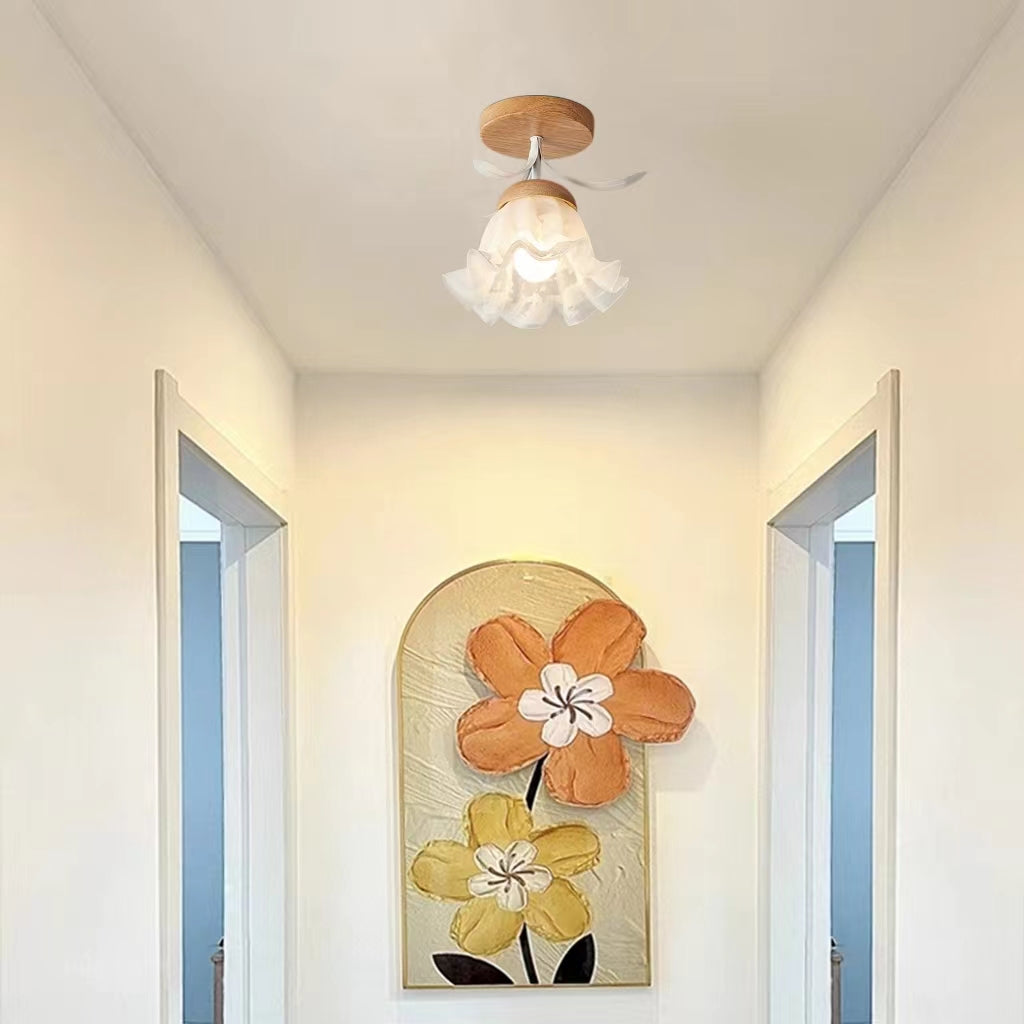 French Tiffany Flower Ceiling Lamp