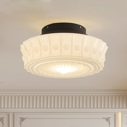 French Vintage Milk Glass Ceiling Light