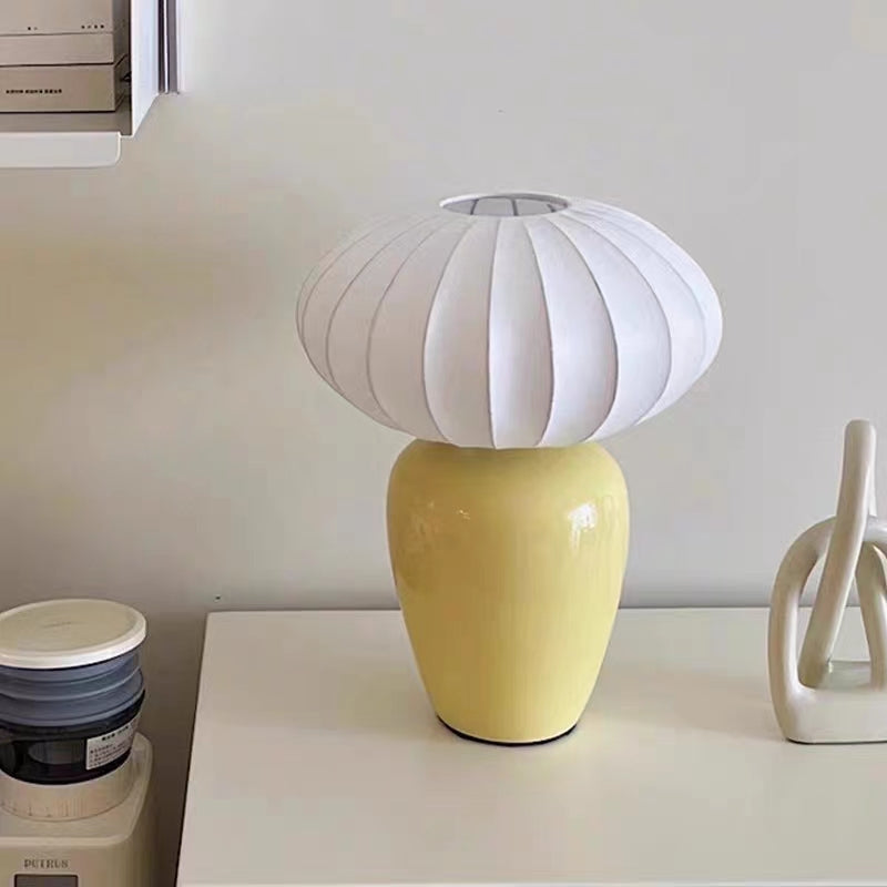 French Design Silk Ceramic Table Lamp