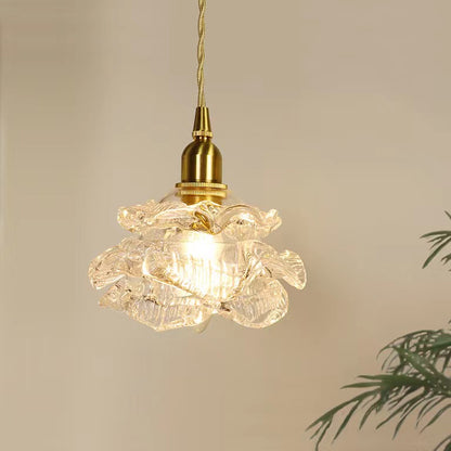 French Luxury Rose Glass Pendant Light