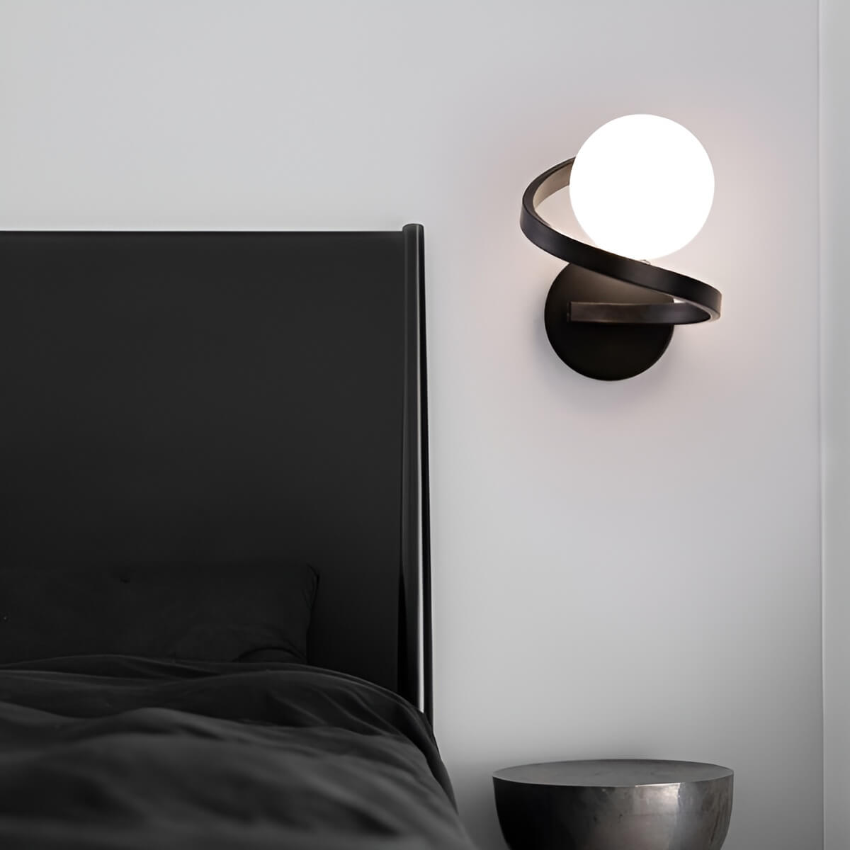 Glass Globe and Metal Spiral Modern Indoor Wall Light