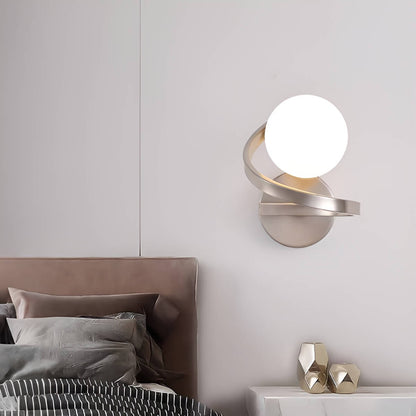 Glass Globe and Metal Spiral Modern Indoor Wall Light