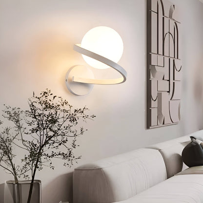 Glass Globe and Metal Spiral Modern Indoor Wall Light