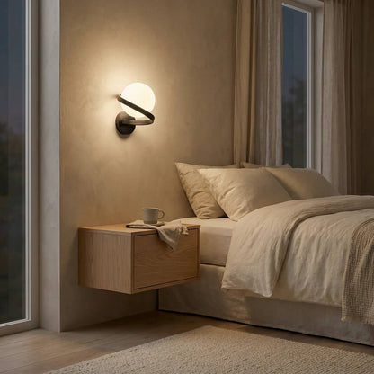 Glass Globe and Metal Spiral Modern Indoor Wall Light