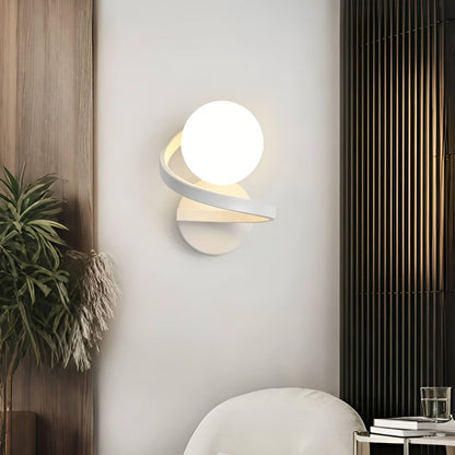 Glass Globe and Metal Spiral Modern Indoor Wall Light