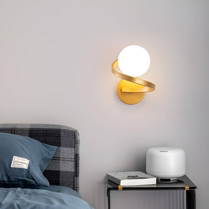 Glass Globe and Metal Spiral Modern Indoor Wall Light