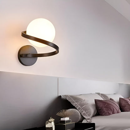 Glass Globe and Metal Spiral Modern Indoor Wall Light