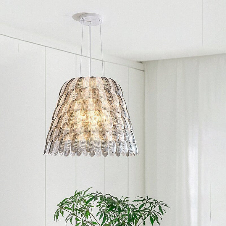 Imitation Feather Tiered Acrylic Pendant Lamp