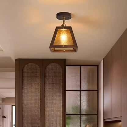 Industrial Wooden Frame Rustic Ceiling Light
