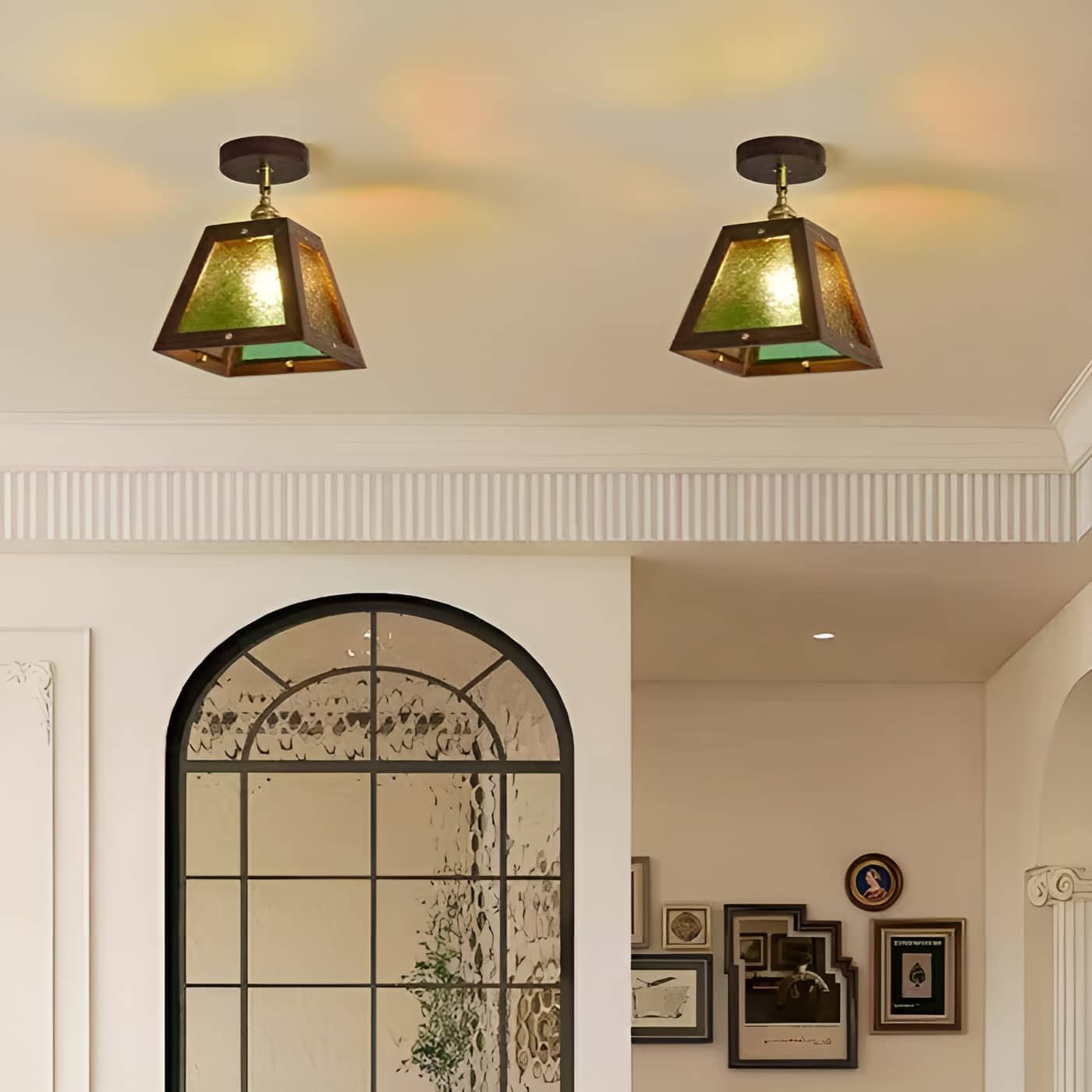 Industrial Wooden Frame Rustic Ceiling Light