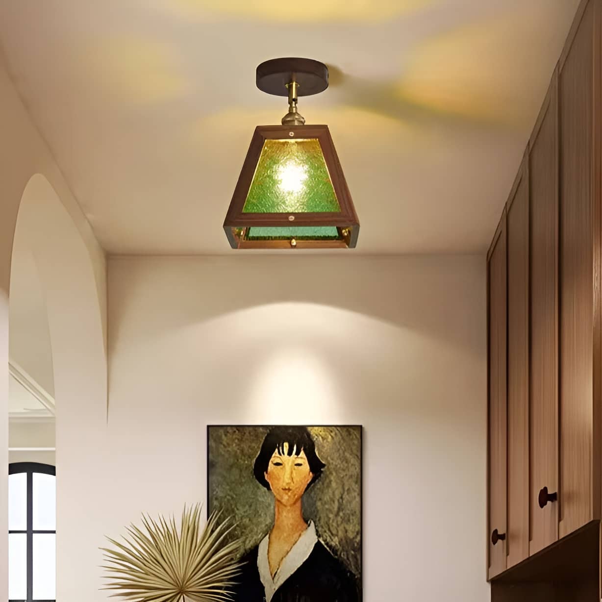 Industrial Wooden Frame Rustic Ceiling Light